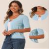 Allegra K Short Sleeve Cardigan for Women's Casual Crochet Knit Button Up Bolero Sweater Tops Medium Blue view 2