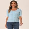 Allegra K Short Sleeve Cardigan for Women's Casual Crochet Knit Button Up Bolero Sweater Tops Medium Blue view 4