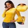 Allegra K Velvet Tops for Women's Puff Long Sleeve Mock Neck Vintage Christmas Shiny Metallic Blouse X-Small Yellow view 2