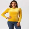 Allegra K Velvet Tops for Women's Puff Long Sleeve Mock Neck Vintage Christmas Shiny Metallic Blouse X-Small Yellow view 3