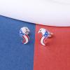 925 Sterling Silver 4th of July USA Flag Earrings Studs Cowgirl Hat Round Peace Sign Eagle American Flag Stud Earrings for Women Red White Blue Ear Studs Independence Day Patriotic Jewelry Gifts (Eagle Head Flag Earrings) view 3