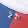 925 Sterling Silver 4th of July USA Flag Earrings Studs Cowgirl Hat Round Peace Sign Eagle American Flag Stud Earrings for Women Red White Blue Ear Studs Independence Day Patriotic Jewelry Gifts (Eagle Head Flag Earrings) view 4
