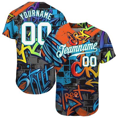 Colorful Graffiti Baseball Shirts Short Sleeve Personalized V-neck Baseball Jersey Casual T-shirts with Stitched Name Number Logo for Men/Women/Youth Boys, Customized Button Up Softball Team Jerseys