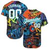 Colorful Graffiti Baseball Shirts Short Sleeve Personalized V-neck Baseball Jersey Casual T-shirts with Stitched Name Number Logo for Men/Women/Youth Boys, Customized Button Up Softball Team Jerseys view 1