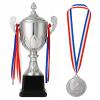 Dorhui Award Trophy 16.5 Inch Large Winner Trophy Cup and Award Medal with Ribbon for Kids and Adults for Sports, Competitions, Tournaments (Silver) view 1
