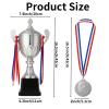 Dorhui Award Trophy 16.5 Inch Large Winner Trophy Cup and Award Medal with Ribbon for Kids and Adults for Sports, Competitions, Tournaments (Silver) view 2