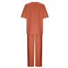 Rkwins Women 2 Piece Linen Dressy Pants Set Summer Floral Print Linen Outfits Casual Lounge Sets Short Sleeve and Pants Set view 3