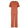 Rkwins Women 2 Piece Linen Dressy Pants Set Summer Floral Print Linen Outfits Casual Lounge Sets Short Sleeve and Pants Set view 4