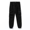 LANZIYAYA Outdoor Hiking Trousers for Boys Kids Cargo Pants with Pockets Drawstring Elastic Jogging School Pant (US, Age, 12 Years, Black) view 1