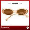 Breaksun Retro Oval Sunglasses for Women Men Fashion Small Oval Sunglasses 90s Vintage Shades (Clear brown/Brown) view 3