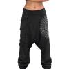Mens Casual Harem Pants Baggy Linen Boho Yoga Jogger Pants Elastic Waist Vintage Hippie Drop Crotch Trousers Plus Size A- Black view 1