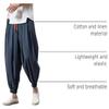 Mens Casual Harem Pants Baggy Linen Boho Yoga Jogger Pants Elastic Waist Vintage Hippie Drop Crotch Trousers Plus Size B- Navy view 3
