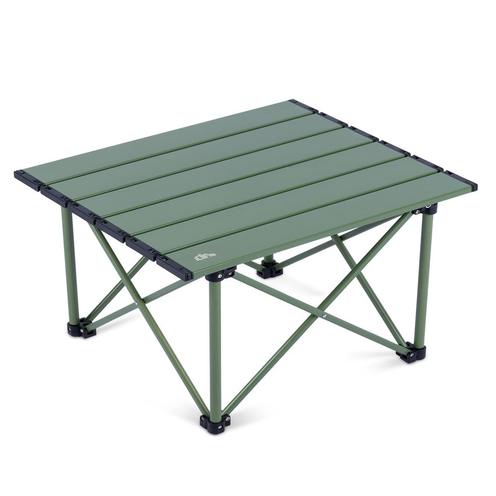 iClimb Ultralight Compact Camping Folding Table with Carry Bag (Reinforced Green - S)