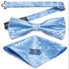 YOHOWA Mens Bow Tie Set Blue Pre-tied Bowties Adjustable with Handkerchief Cufflinks Wedding Prom Party view 4
