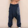 Mens Casual Harem Pants Baggy Linen Boho Yoga Jogger Pants Elastic Waist Vintage Hippie Drop Crotch Trousers Plus Size A- Dark Blue view 2