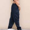 Mens Casual Harem Pants Baggy Linen Boho Yoga Jogger Pants Elastic Waist Vintage Hippie Drop Crotch Trousers Plus Size A- Dark Blue view 3
