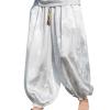 Mens Casual Harem Pants Baggy Linen Boho Yoga Jogger Pants Elastic Waist Vintage Hippie Drop Crotch Trousers Plus Size view 1