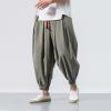 Mens Casual Harem Pants Baggy Linen Boho Yoga Jogger Pants Elastic Waist Vintage Hippie Drop Crotch Trousers Plus Size B- Grey view 2