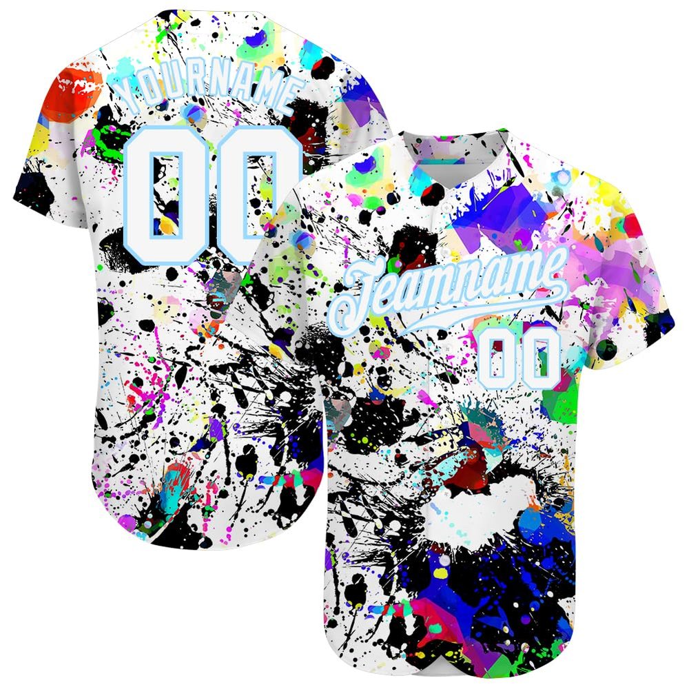 Custom Graffiti Baseball Shirts White Short Sleeve Personalized V-Neck Baseball Jersey Casual Team Uniform with Stitched Name Number Logo for Men/Women/Youth Boys, Design Softball Jerseys Button Up