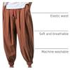 Mens Casual Harem Pants Baggy Linen Boho Yoga Jogger Pants Elastic Waist Vintage Hippie Drop Crotch Trousers Plus Size view 3
