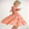 Arshiner Girls Fall Dress Kid Boho Long Sleeve Shirred Smocked Tiered Flowy Midi Semi Formal Wedding Solid Party Dresses with Pockets Pink 7-8 Years view 3