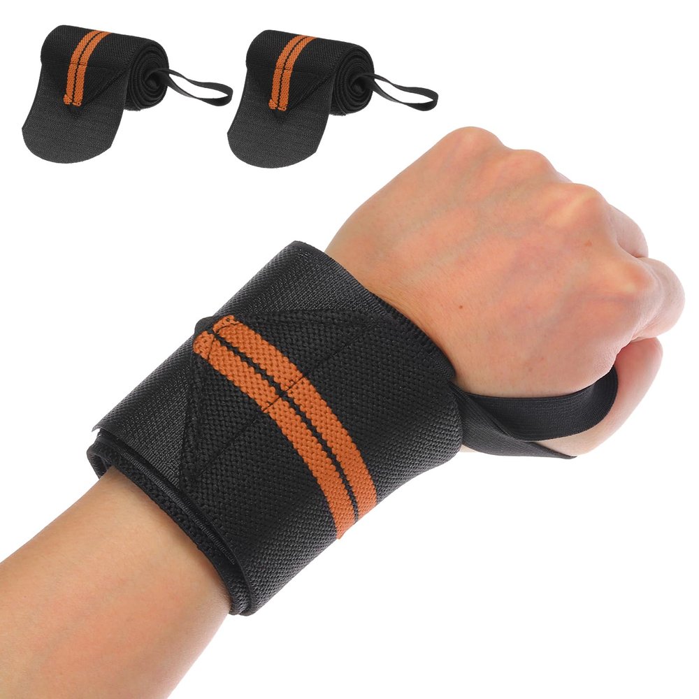 PATIKIL Wrist Brace, 2 Pcs Lifting Wrist Wraps Wrist Brace for Tunnel Gym Straps for Men Women Weightlifting Powerlifting, Light Orange