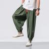 Mens Casual Harem Pants Baggy Linen Boho Yoga Jogger Pants Elastic Waist Vintage Hippie Drop Crotch Trousers Plus Size view 2