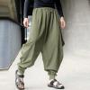 Mens Casual Harem Pants Baggy Linen Boho Yoga Jogger Pants Elastic Waist Vintage Hippie Drop Crotch Trousers Plus Size view 4