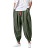 Mens Casual Harem Pants Baggy Linen Boho Yoga Jogger Pants Elastic Waist Vintage Hippie Drop Crotch Trousers Plus Size view 1