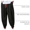 Mens Casual Harem Pants Baggy Linen Boho Yoga Jogger Pants Elastic Waist Vintage Hippie Drop Crotch Trousers Plus Size C- Black view 3