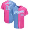 Custom Pink and Light Blue Baseball Jerseys for Women Girls, Personalized Baseball Shirts with Stitched Name Number Team Logo, Design Sports Casual T-Shirts Button Up V-Neck Team Uniform view 1