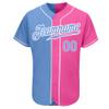 Custom Pink and Light Blue Baseball Jerseys for Women Girls, Personalized Baseball Shirts with Stitched Name Number Team Logo, Design Sports Casual T-Shirts Button Up V-Neck Team Uniform view 2