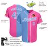Custom Pink and Light Blue Baseball Jerseys for Women Girls, Personalized Baseball Shirts with Stitched Name Number Team Logo, Design Sports Casual T-Shirts Button Up V-Neck Team Uniform view 4