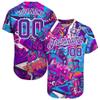 Personalized Graffiti Baseball Jersey Purple Softball Shirts Short Sleeve V-Neck Casual Softball T-Shirts with Stitched Name Number Logo for Men/Women/Youth Boys, Customized Button Down Team Jerseys view 1