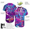 Personalized Graffiti Baseball Jersey Purple Softball Shirts Short Sleeve V-Neck Casual Softball T-Shirts with Stitched Name Number Logo for Men/Women/Youth Boys, Customized Button Down Team Jerseys view 2