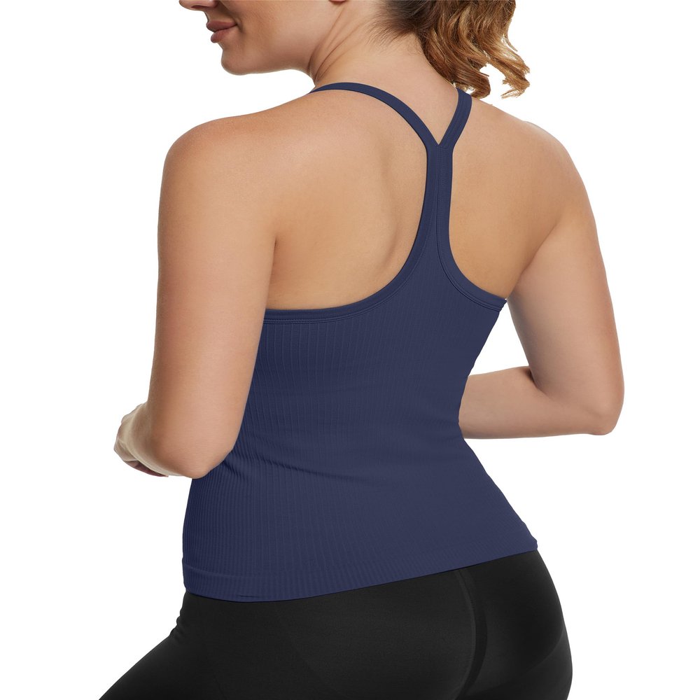 MathCat Seamless Workout Tank Tops with Built in BraRacerback Athletic Tank Tops Ribbed Soft Yoga Shirts