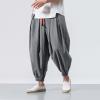 Mens Casual Harem Pants Baggy Linen Boho Yoga Jogger Pants Elastic Waist Vintage Hippie Drop Crotch Trousers Plus Size view 2