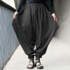 Mens Casual Harem Pants Baggy Linen Boho Yoga Jogger Pants Elastic Waist Vintage Hippie Drop Crotch Trousers Plus Size D- Black view 4