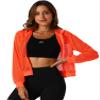 Allegra K Mesh Sheer Jacket for Women Long Sleeve Hoodie Zipper Up Lightweight Casual Outwear Night Out Party Outfit X-Large Orange view 1