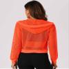 Allegra K Mesh Sheer Jacket for Women Long Sleeve Hoodie Zipper Up Lightweight Casual Outwear Night Out Party Outfit X-Large Orange view 2