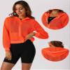 Allegra K Mesh Sheer Jacket for Women Long Sleeve Hoodie Zipper Up Lightweight Casual Outwear Night Out Party Outfit X-Large Orange view 4