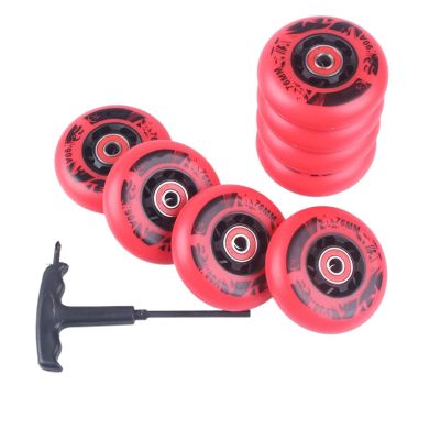 GXBHSP 90A Inline Skate Replacement Wheels with ABEC-9 Bearings72mm 76mm 80mm Inline Skates Wheels Indoor Outdoor Durability and Easy Installation (Red,76mm)
