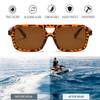 BAWUYI Retro Aviator Sunglasses Men Women Vintage 70s Square Glasses Double Bridge Trendy Rectangle Shades (Leopard Frame/Brown Lens) view 3