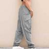 Mens Casual Harem Pants Baggy Linen Boho Yoga Jogger Pants Elastic Waist Vintage Hippie Drop Crotch Trousers Plus Size A- Grey view 3