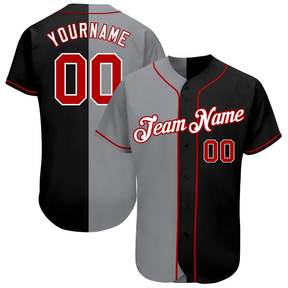 Pisting Black Grey Baseball Jerseys for Men Women Youth, Customized Softball Shirts Stitched Name Number Logo, Personalized Sports T-Shirts Small and Large, Design Button Up V-Neck Team Uniform