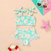 YOUNGER TREE Toddler Girls Two Pieces Swimsuit Color Block Stripe Swimwear Summer Beach Bathing Suit 18M-5TGreen#Daisy 2-3T view 3