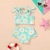 YOUNGER TREE Toddler Girls Two Pieces Swimsuit Color Block Stripe Swimwear Summer Beach Bathing Suit 18M-5TGreen#Daisy 2-3T view 4