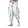 Mens Casual Harem Pants Baggy Linen Boho Yoga Jogger Pants Elastic Waist Vintage Hippie Drop Crotch Trousers Plus Size B- White view 1