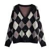 Hyipels Women's Long Sleeve Cardigan Sweater,Cute Y2K Top Knit Colorful Patterned V Neck Button Outwear S~XL view 1
