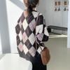 Hyipels Women's Long Sleeve Cardigan Sweater,Cute Y2K Top Knit Colorful Patterned V Neck Button Outwear S~XL view 3